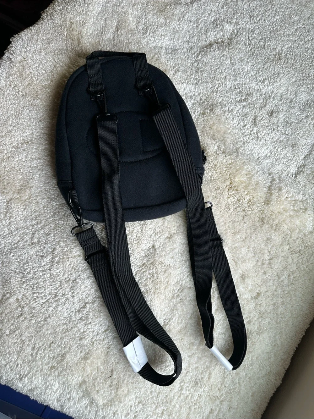 Champion Black Mini Backpack, Zip Closure, Adjustable Strap, Solid Casual
